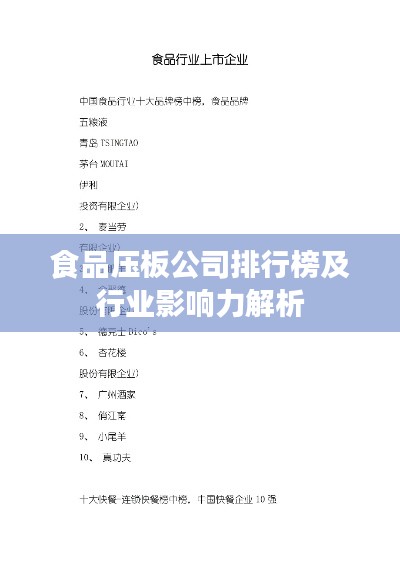 食品压板公司排行榜及行业影响力解析